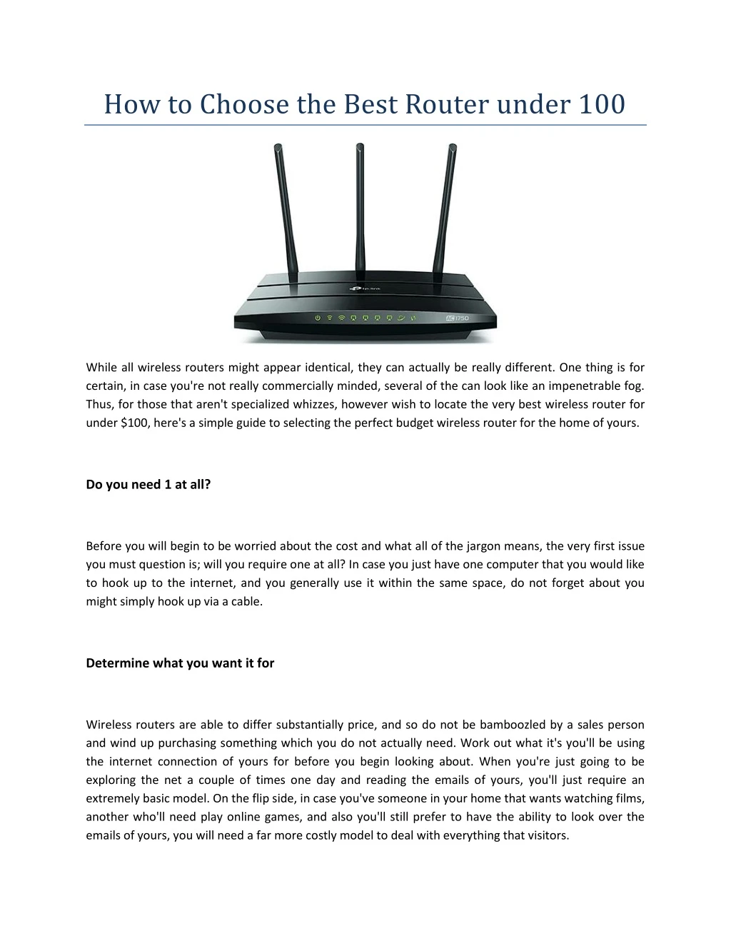 how to choose the best router under 100