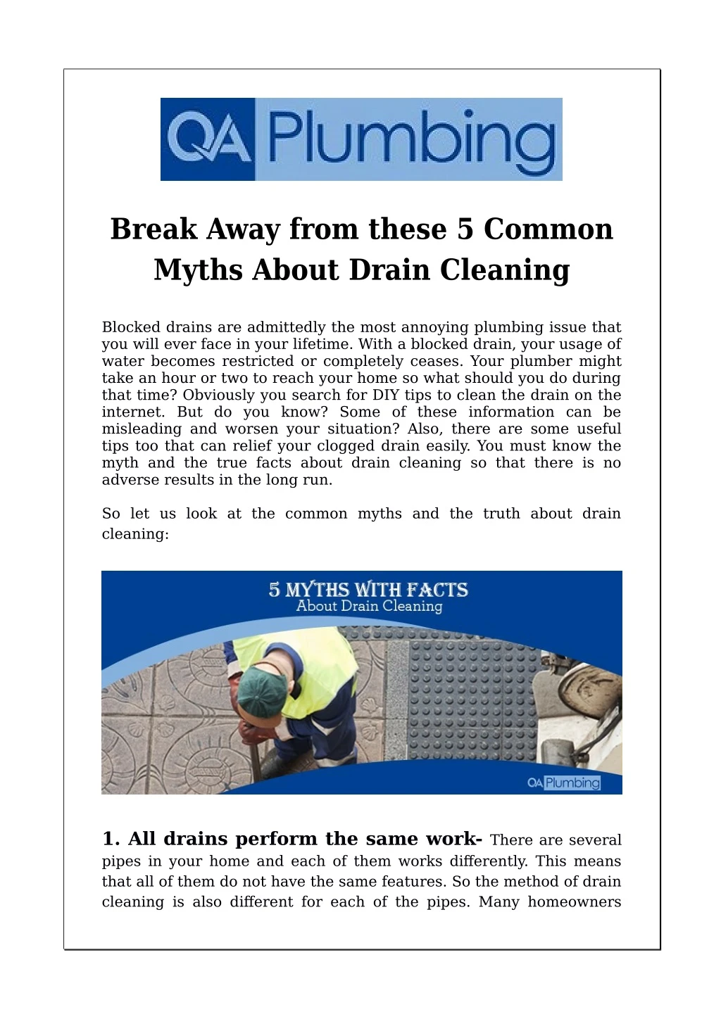break away from these 5 common myths about drain