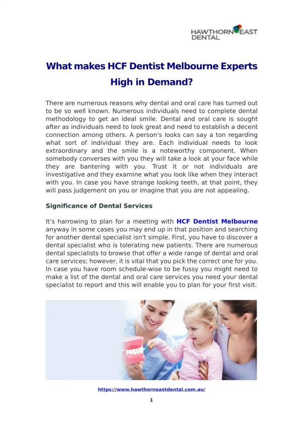 What makes HCF Dentist Melbourne Experts high in demand?