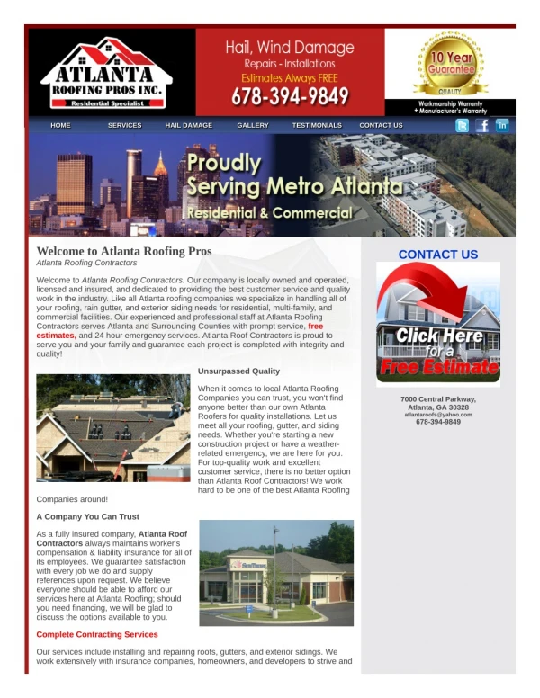 Atlanta Roofing Contractors | Roof Repairs | Atlanta Roof Company
