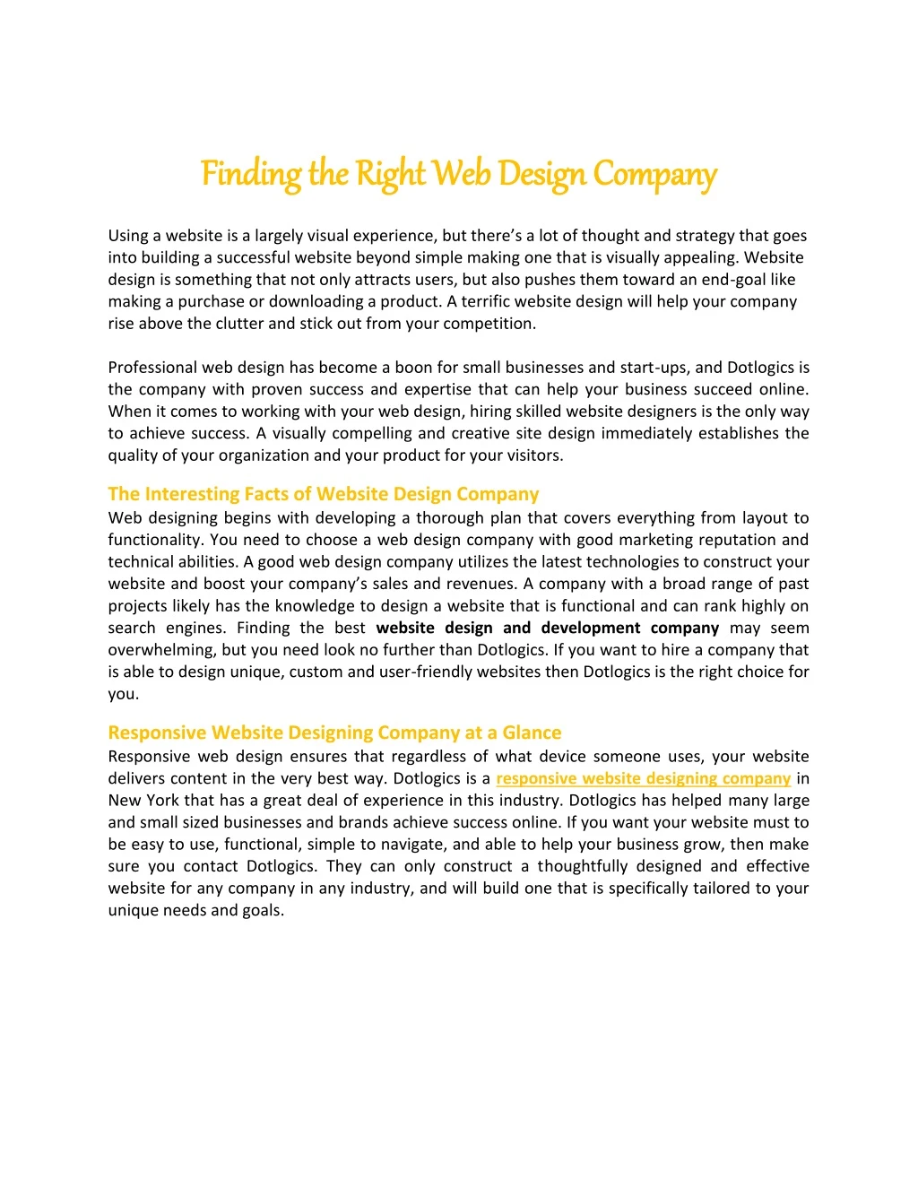 finding the right web design company finding