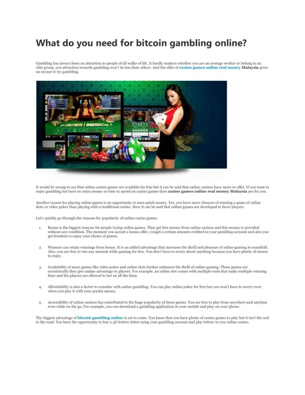what do you need for bitcoin gambling online