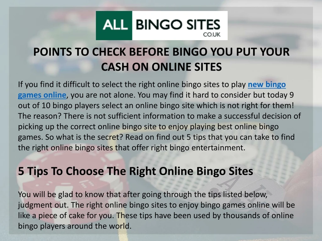 points to check before bingo you put your cash