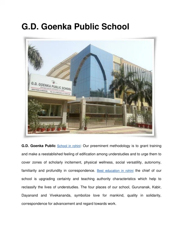 G.D. Goenka Public School in rohini