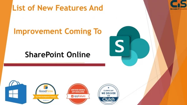 List of New features and improvement coming to SharePoint Online