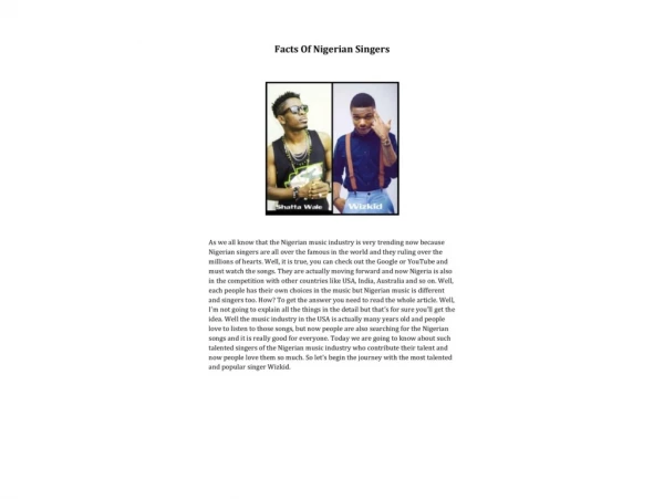 Facts Of Nigerian Singers