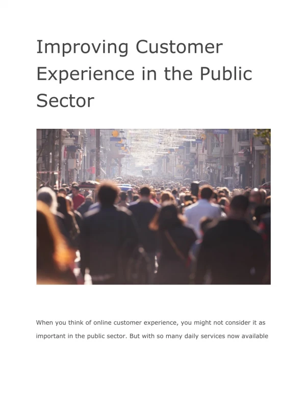 Improving Customer Experience in the Public Sector