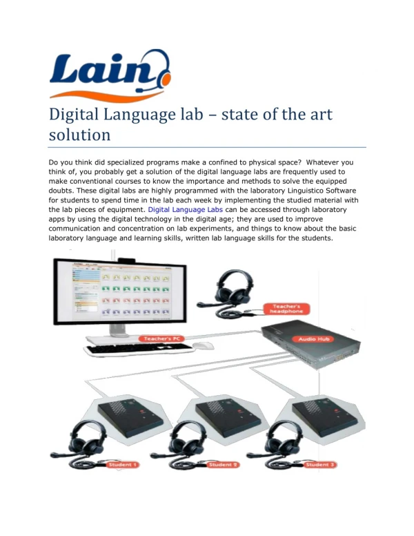 Digital Language lab – State of The Art Solution