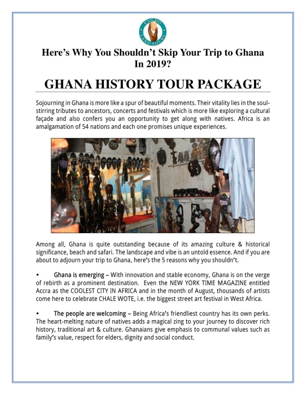 Here’s Why You Shouldn’t Skip Your Trip to Ghana In 2019?