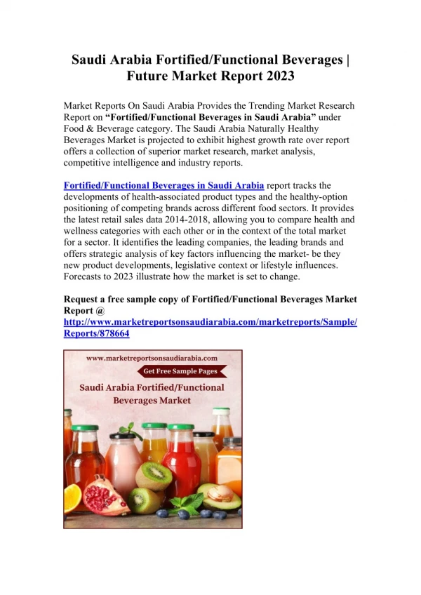 Saudi Arabia Fortified/Functional Beverages | Future Market Report 2023