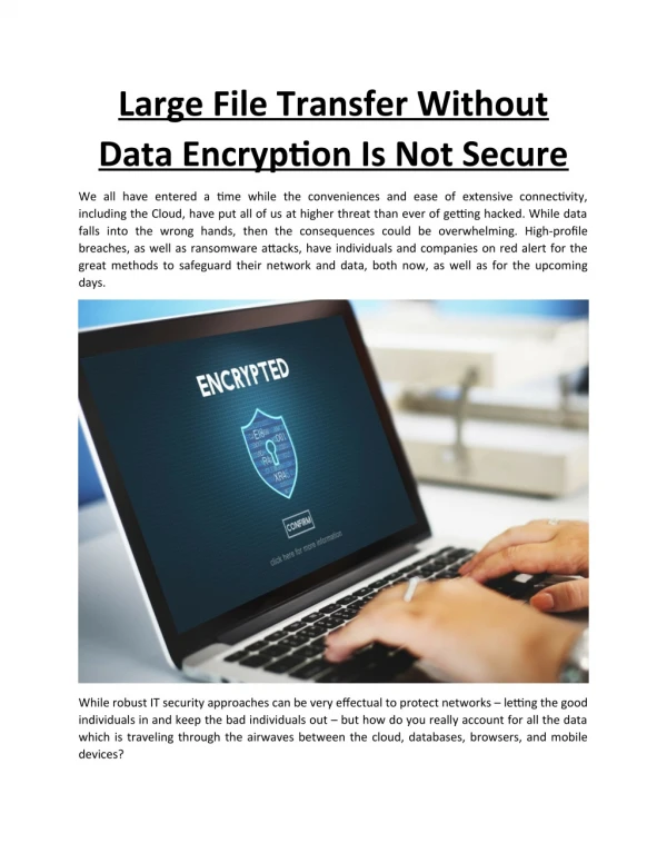 Large File Transfer Without Data Encryption Is Not Secure