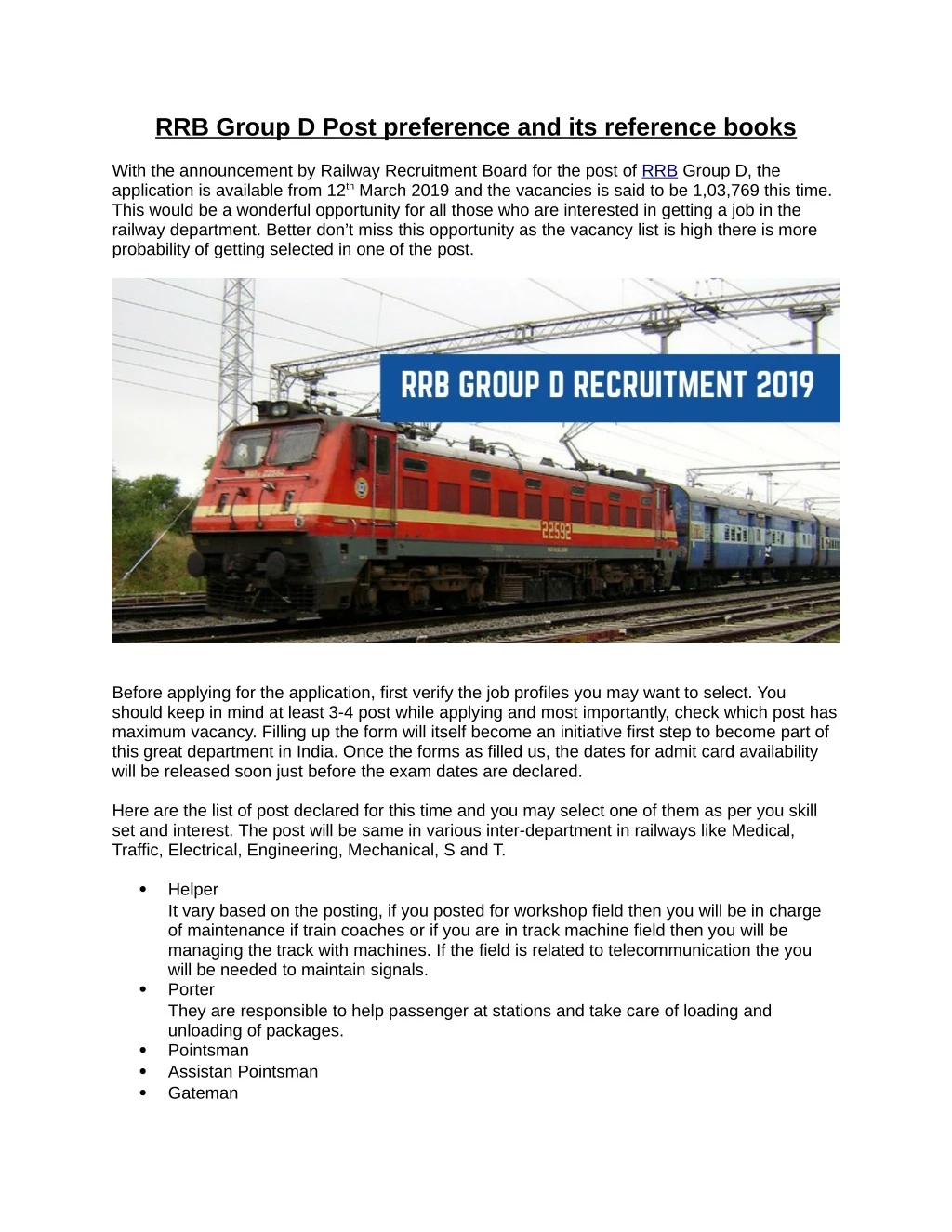 rrb group d post preference and its reference