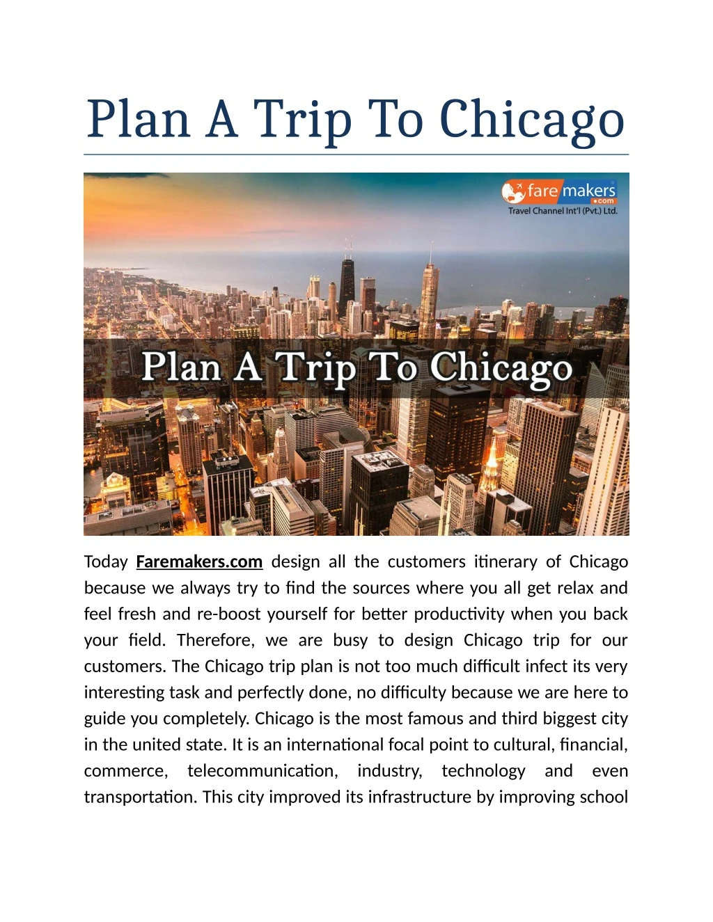 plan a trip to chicago
