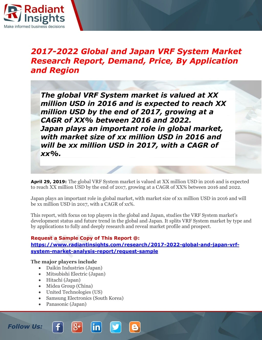 2017 2022 global and japan vrf system market