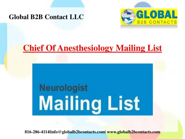 Chief Of Anesthesiology Mailing List