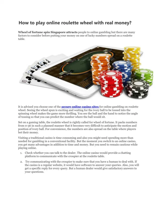 How to play online roulette wheel with real money