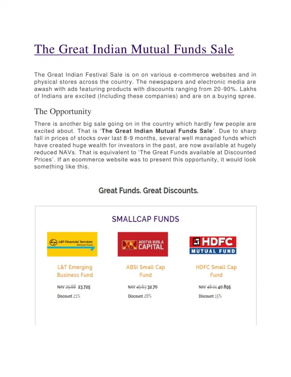 The Great Indian Mutual Funds Sale