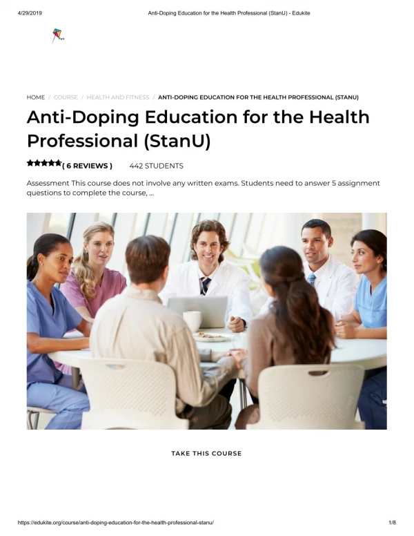 Anti-Doping Education for the Health Professional (StanU) - Edukite