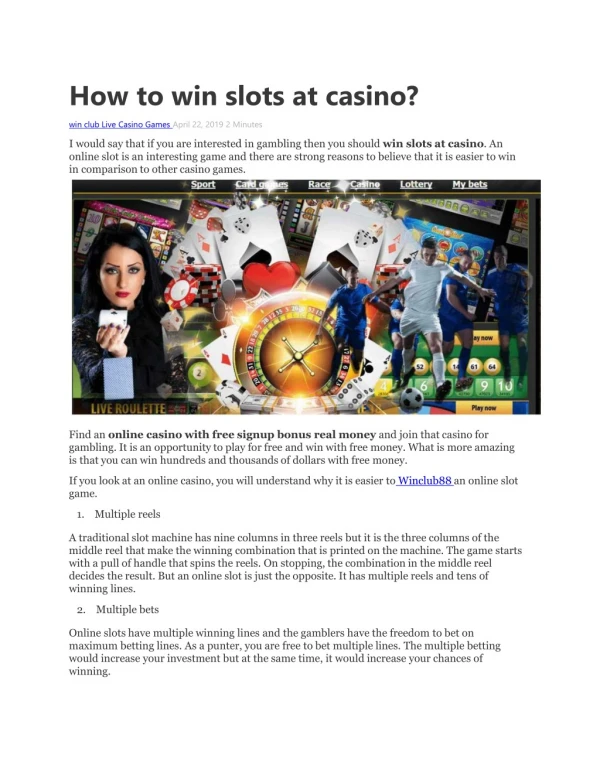 How to win slots at casino?