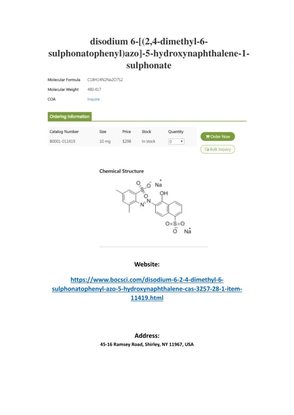 disodium 6-[(2,4-dimethyl-6-sulphonatophenyl)azo]-5-hydroxynaphthalene-1-sulphonate
