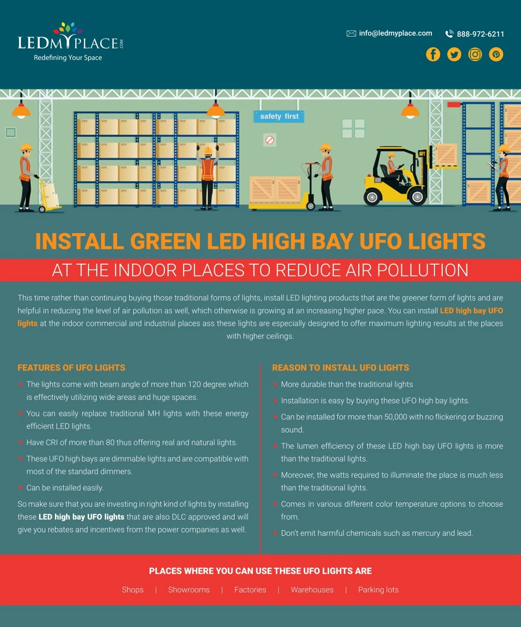 install green led high bay ufo lights