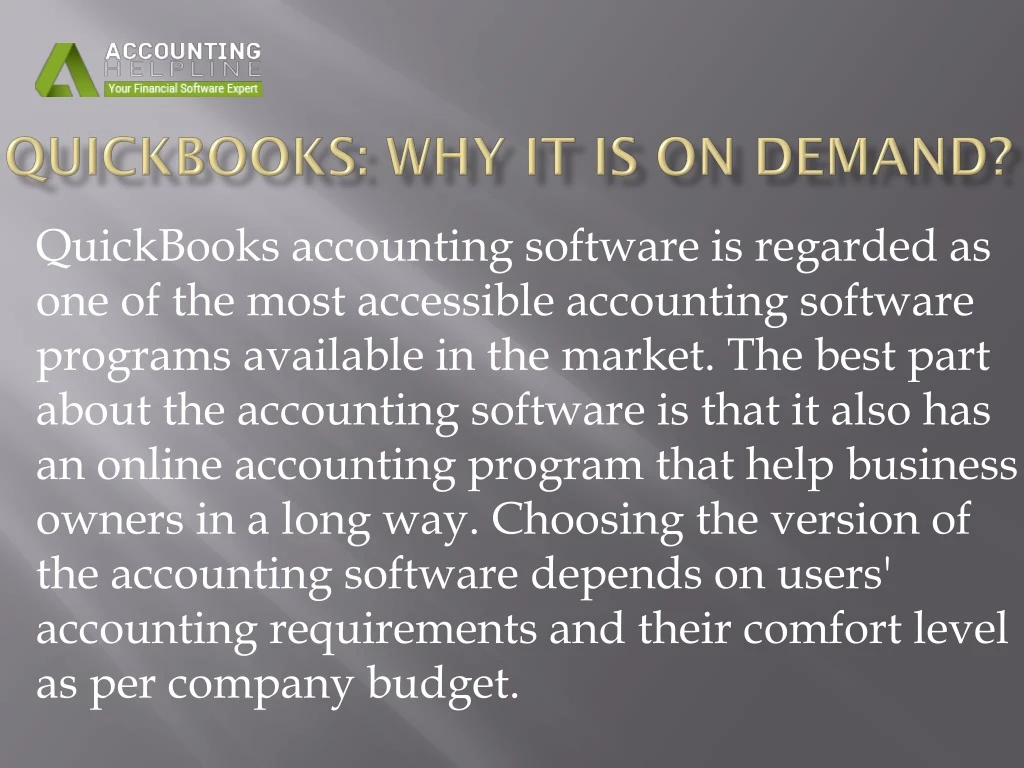 quickbooks why it is on demand