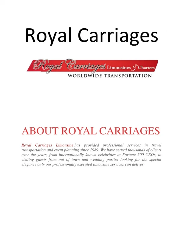Limousine Service in Houston TX | Royal Carriages