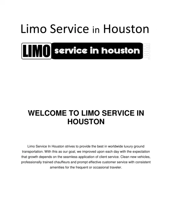Limo Services in Houston, Texas | Limoserviceinhouston.com