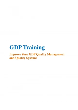 GDP Training : Improve Your GDP Quality Management and Quality System! - slide 1