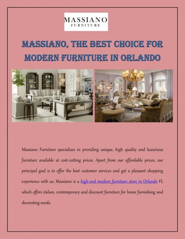 Massiano ,The Best Choice for Modern Furniture In Orlando