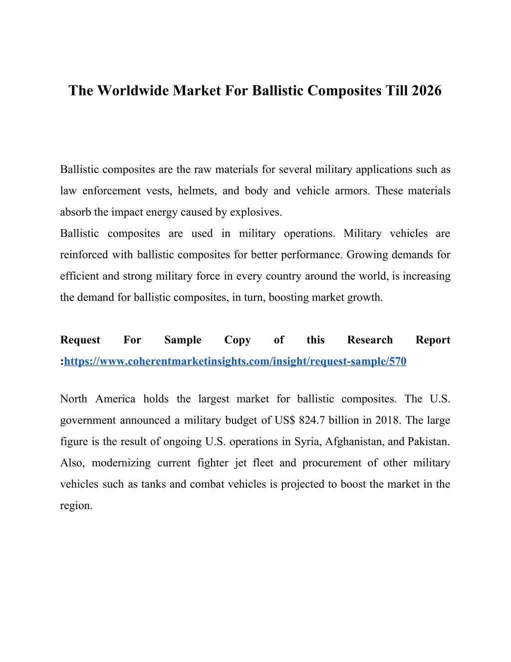 the worldwide market for ballistic composites