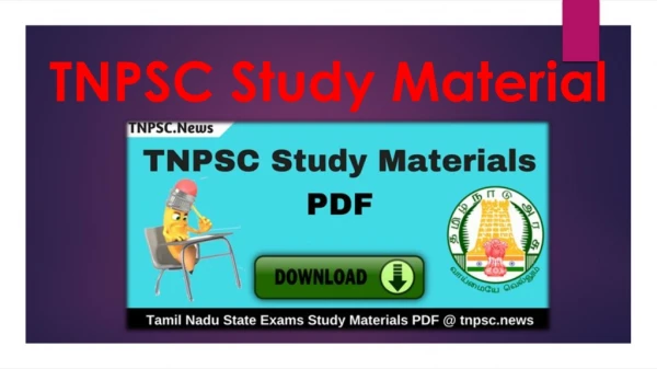 Download TNPSC Study Materials For Group 1 2 2A 4 VAO Pdf File