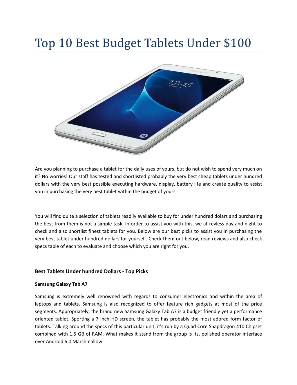 top 10 best budget tablets under 100