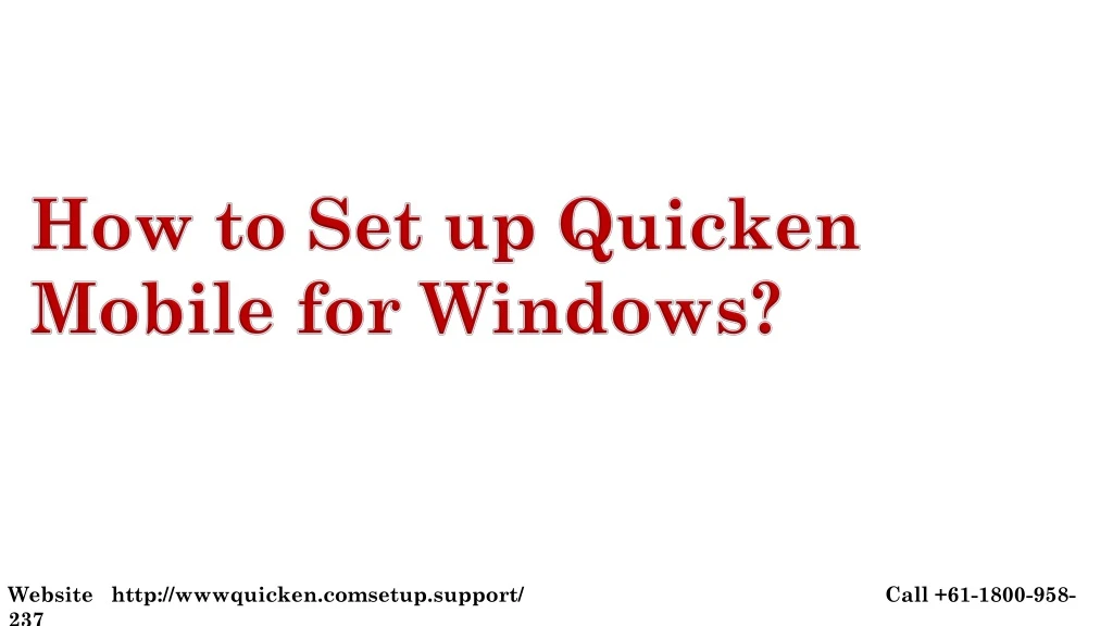 how to set up quicken mobile for windows
