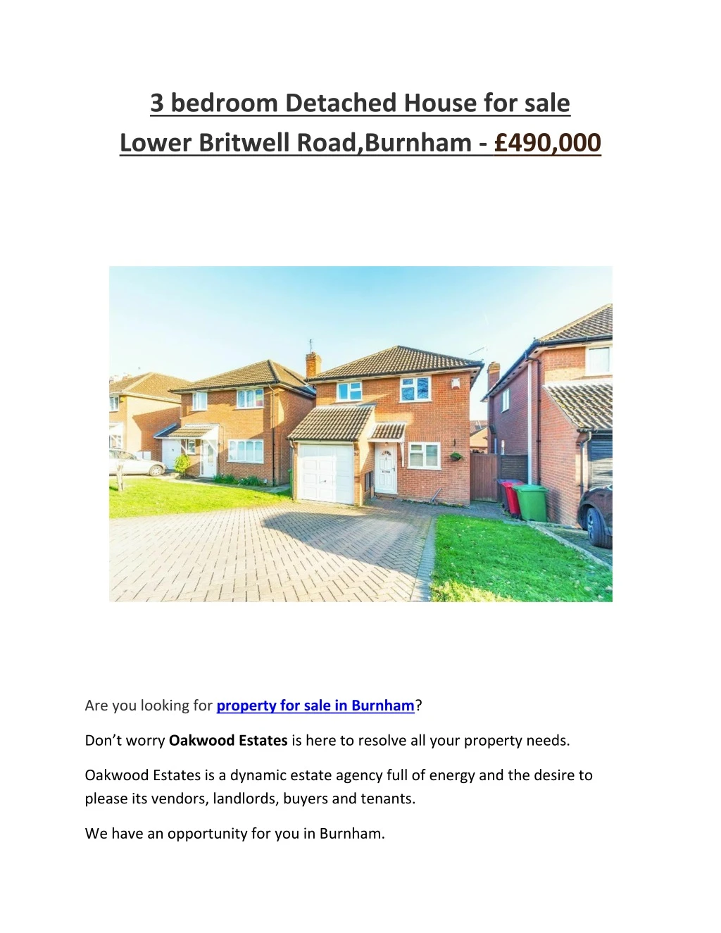 3 bedroom detached house for sale lower britwell