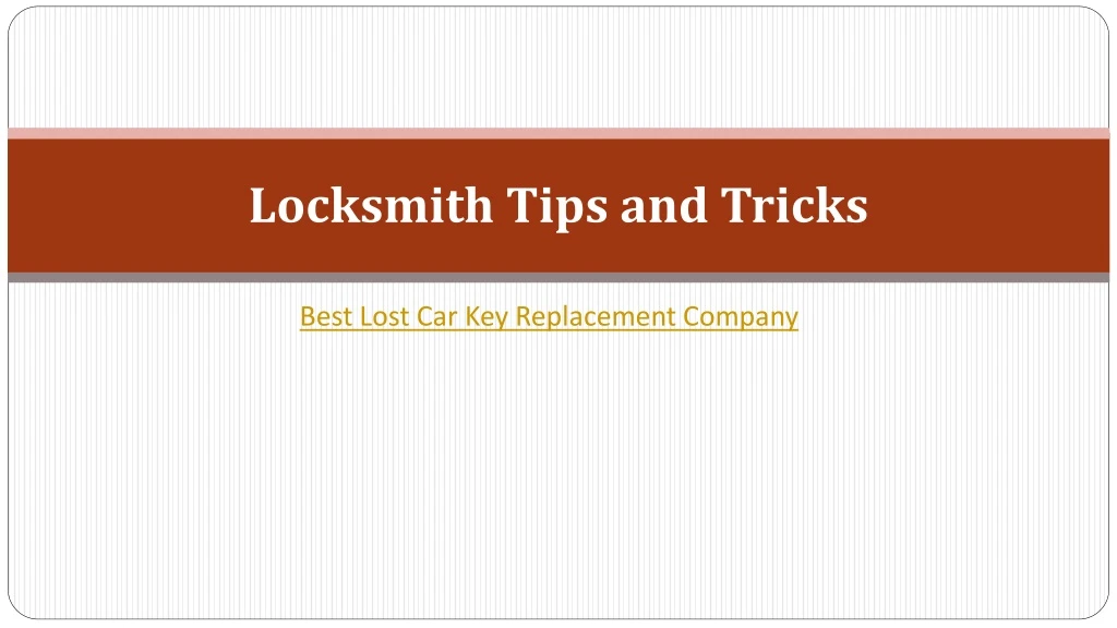 locksmith tips and tricks