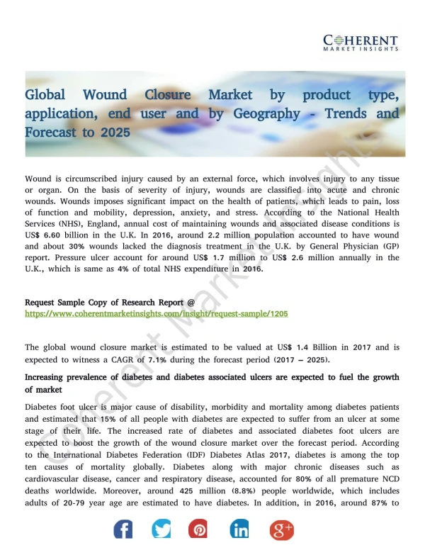 Global Wound Closure Market - Trends and Forecast to 2025