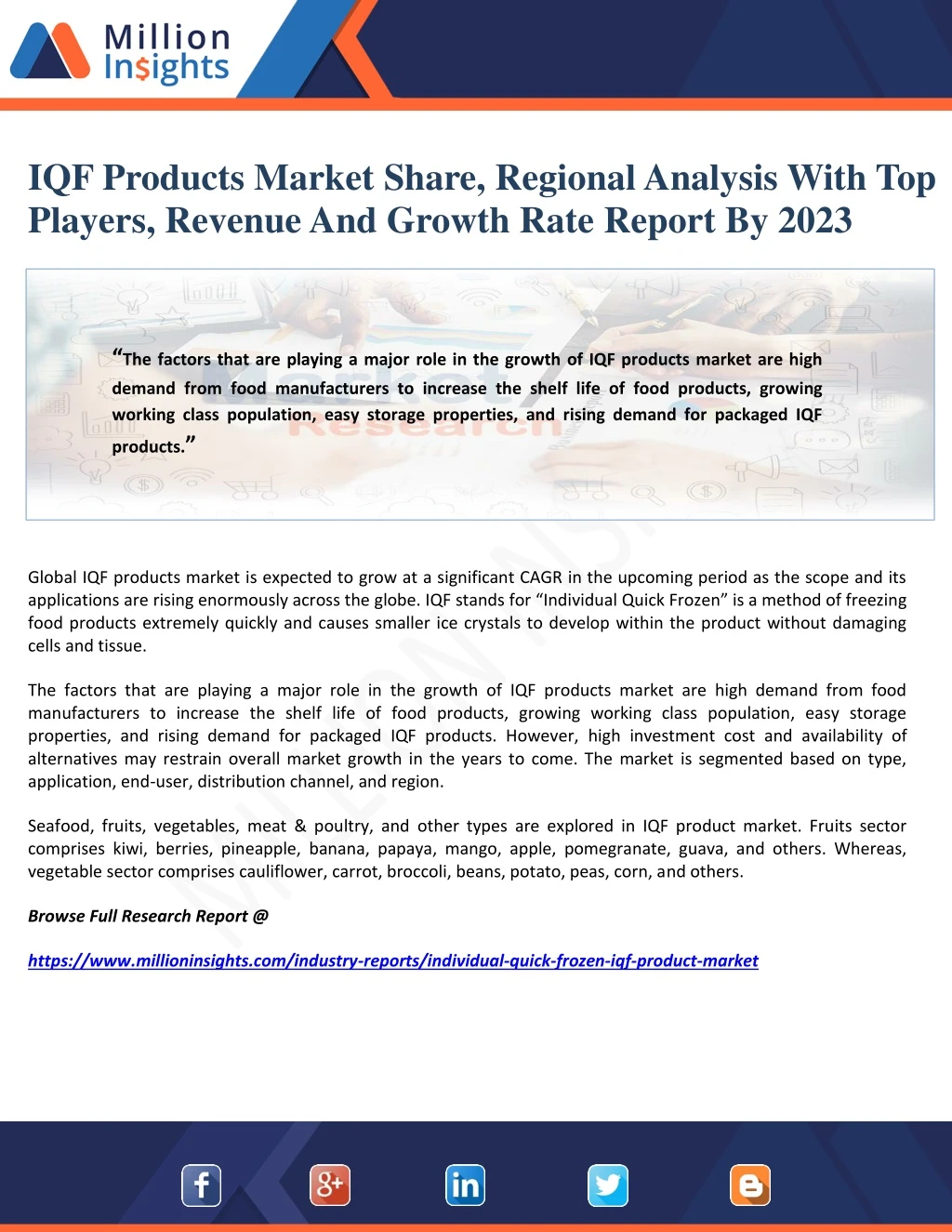 iqf products market share regional analysis with