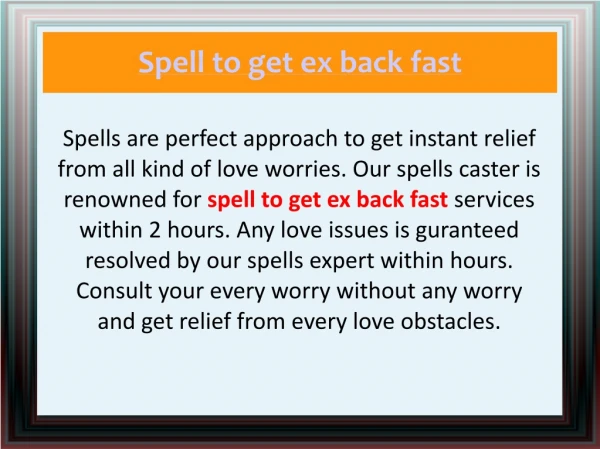 Spell to get ex back fast