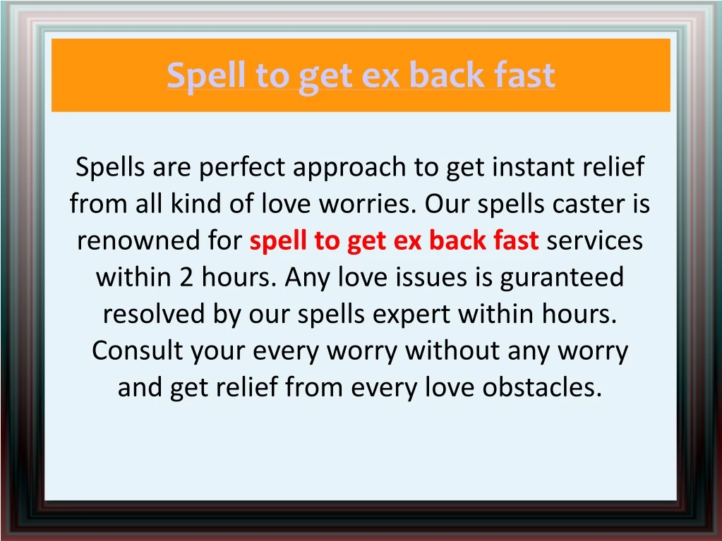 spell to get ex back fast