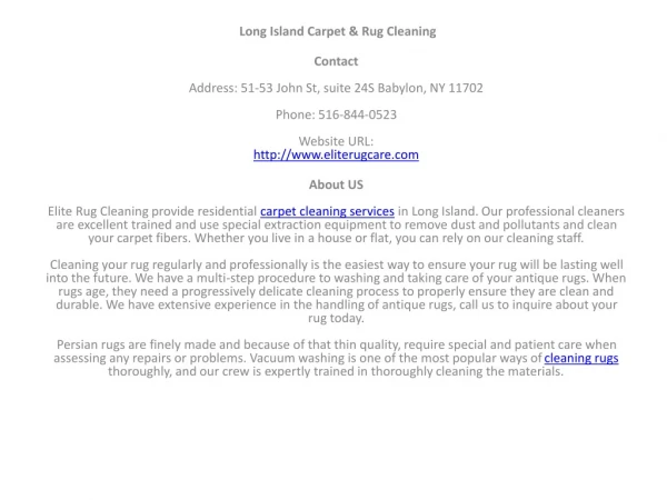 Long Island Carpet & Rug Cleaning