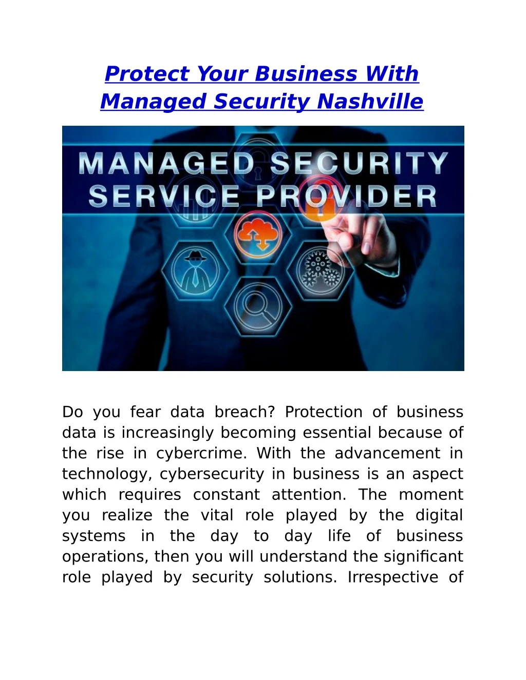 protect your business with managed security