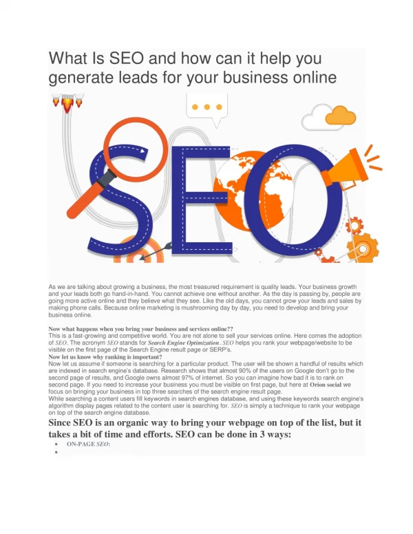 What Is SEO and how can it help you generate leads for your business online?