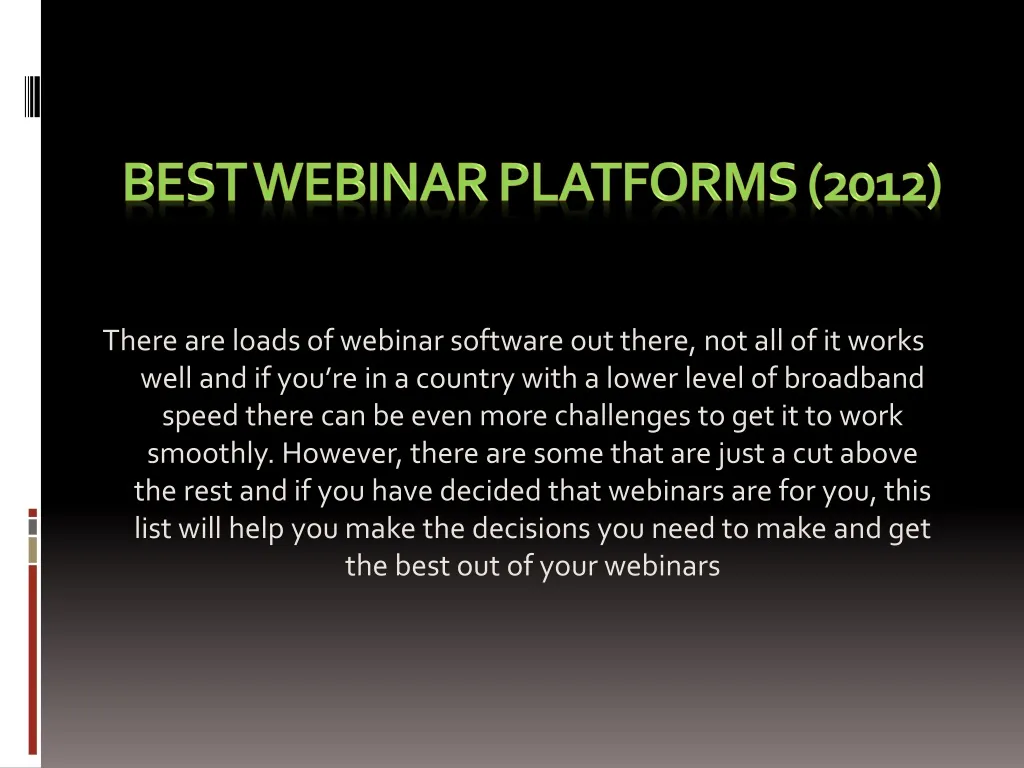 best webinar platforms 2012