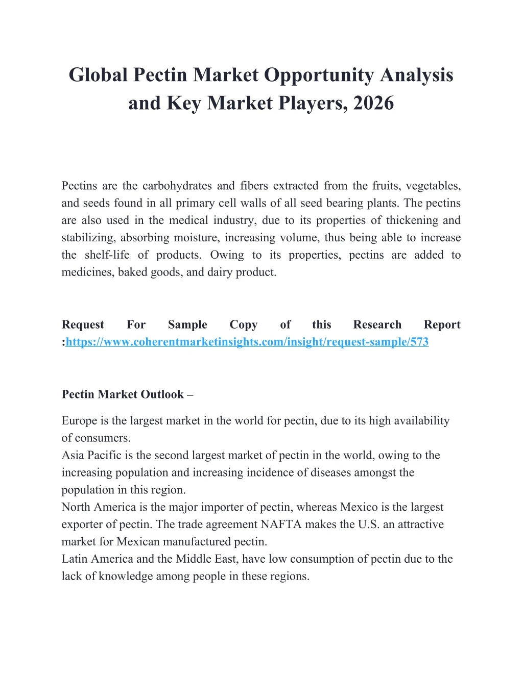 global pectin market opportunity analysis