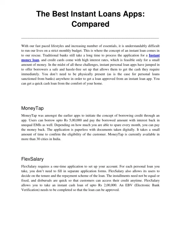 The Best Instant Loans Apps_ Compared