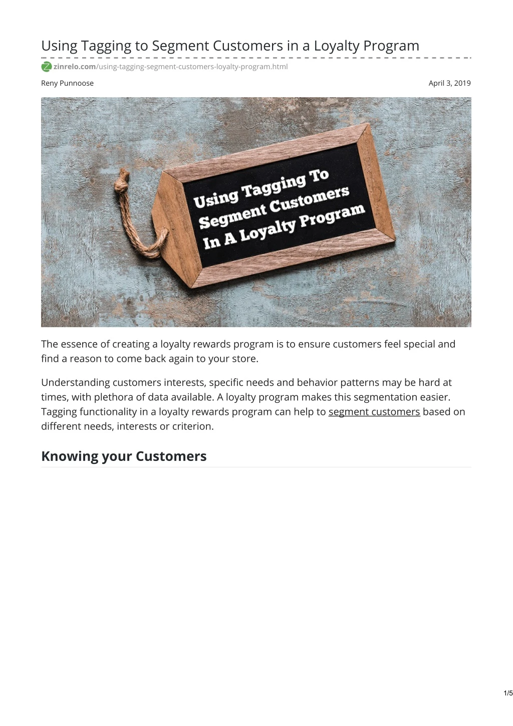 using tagging to segment customers in a loyalty
