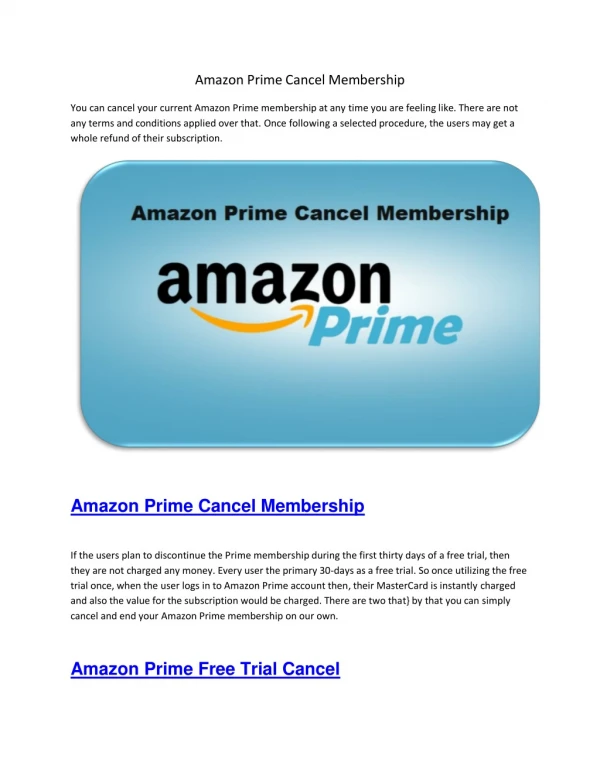 Amazon Prime Cancel Membership