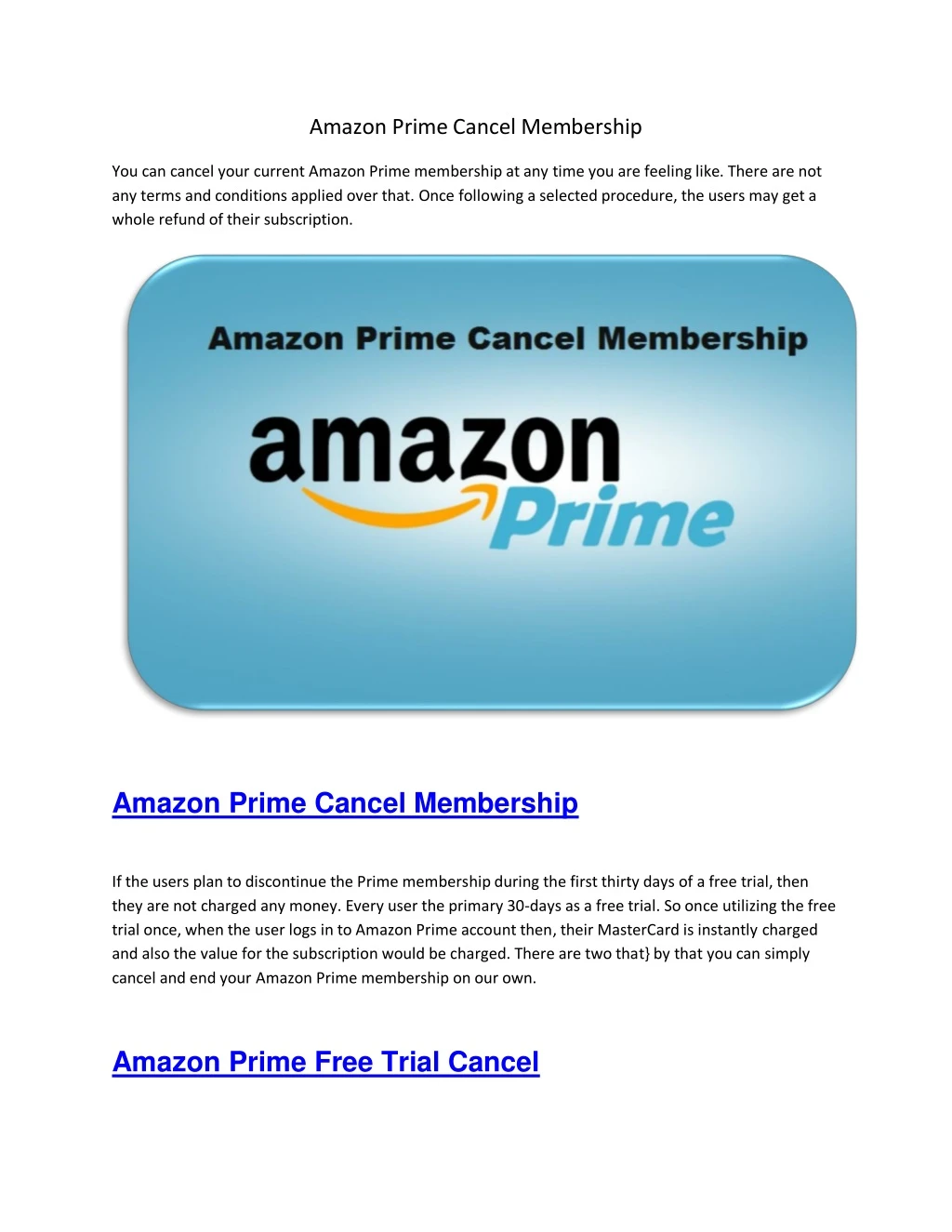 amazon prime cancel membership